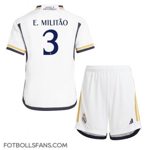 Real Madrid Eder Militao #3 Replika Hemmatröja Barn 2023-24 Kortärmad (+ Korta byxor)